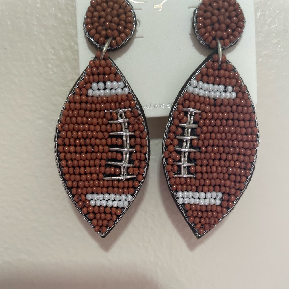 🏈NEW ARRIVAL! Mollie Brown Beaded Game Day Football Earrings